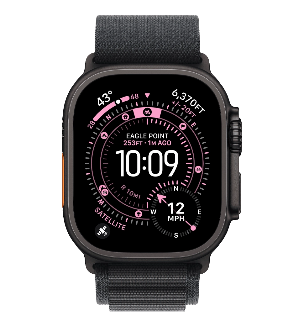 Apple Watch Ultra 3 GPS + Cellular 49mm Black Titanium Case with Black Alpine Loop - Large (MF0X4)